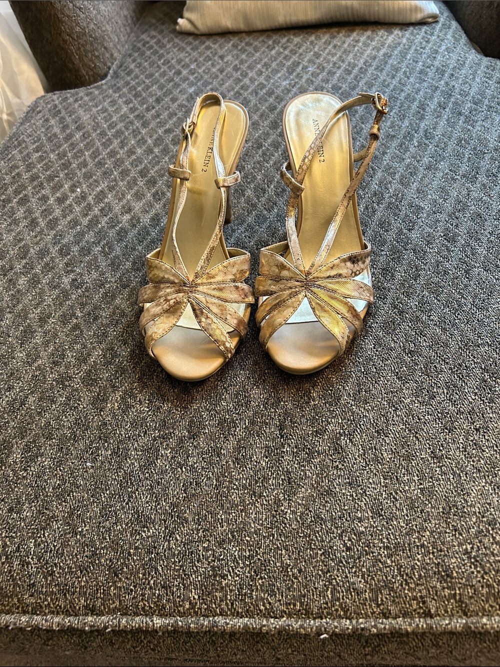 Anne Klein Gold Strappy Slingback Heels